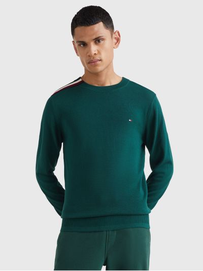 Suéter de algodón con cinta distintiva de hombre