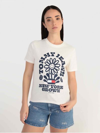 Playera con logo homegrown de mujer Tommy Jeans