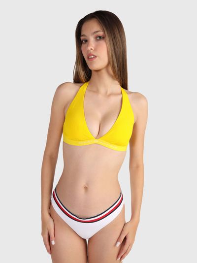 Parte superior de bikini con logo tonal de mujer