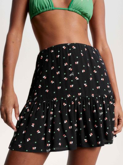 Minifalda con estampado geométrico de flores de mujer