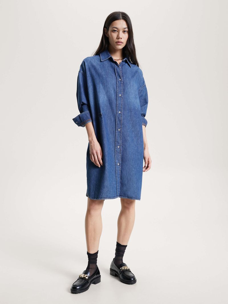 Vestido camisero de denim de mujer