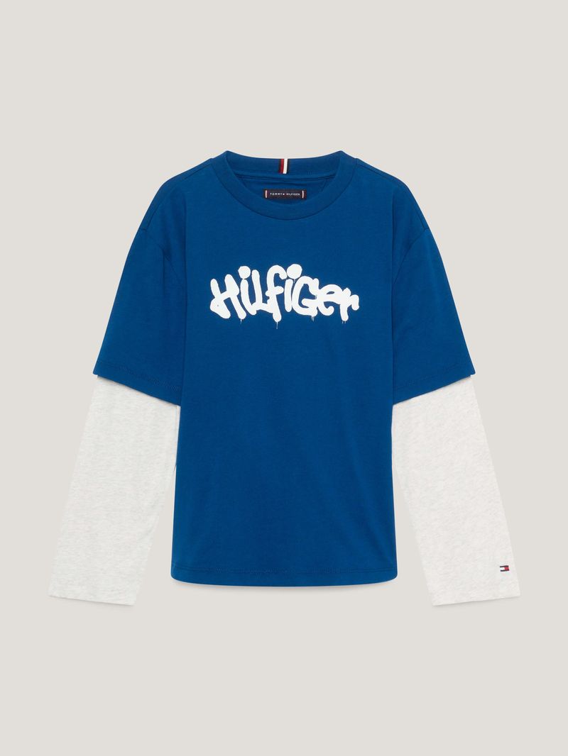 Playera roja manga larga niño hot sale