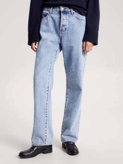 Jeans amplios de talle medio de mujer