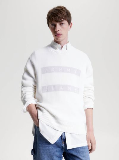 Suéter amplio con logo tonal de hombre