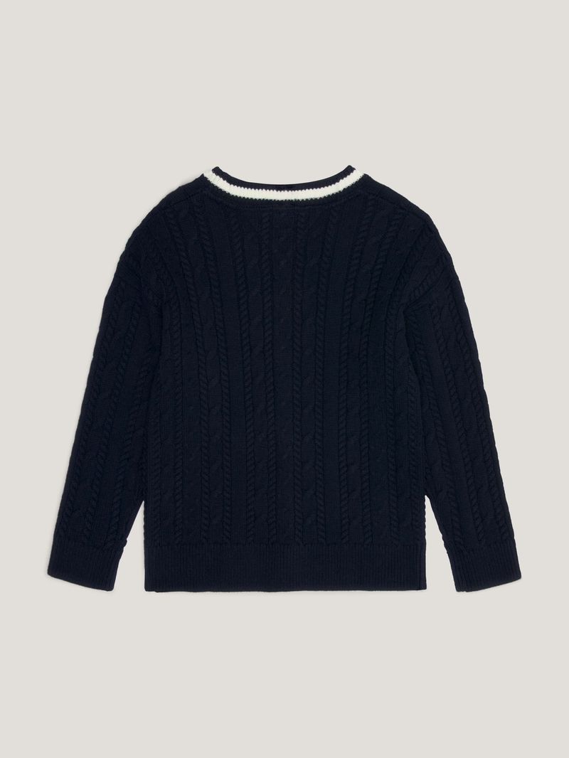 Essentials - Suéter de algodón con tejido trenzado y cuello redondo  para hombre