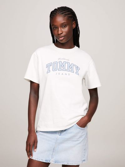 Playera Varsity de corte amplio con logo de mujer Tommy Jeans