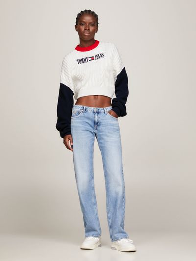 Suéter trenzado con diseño color block de mujer Tommy Jeans