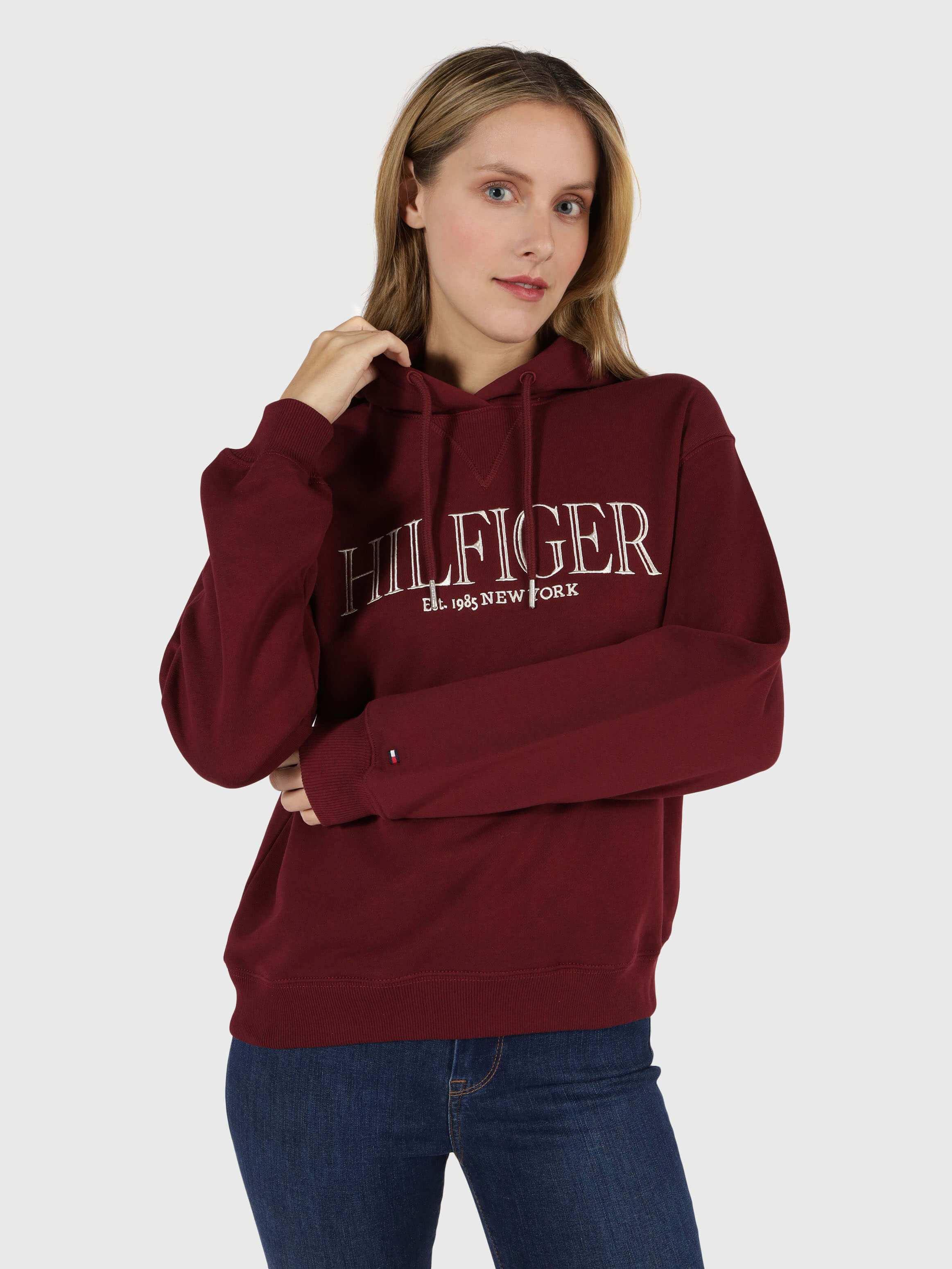 Ripley - SWEATER O HOODIE CON CAPUCHA TOMMY HILFIGER PARA MUJER - BLANCO