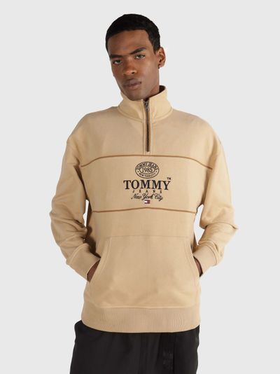 Sudadera amplia con media cremallera y logo de hombre Tommy Jeans