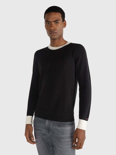 Suéter de punto texturizado de cuello redondo de hombre