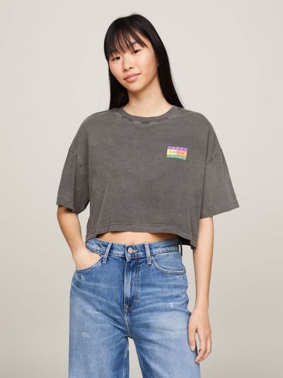 Playera oversize cropped con logo trasero de mujer Tommy Jeans