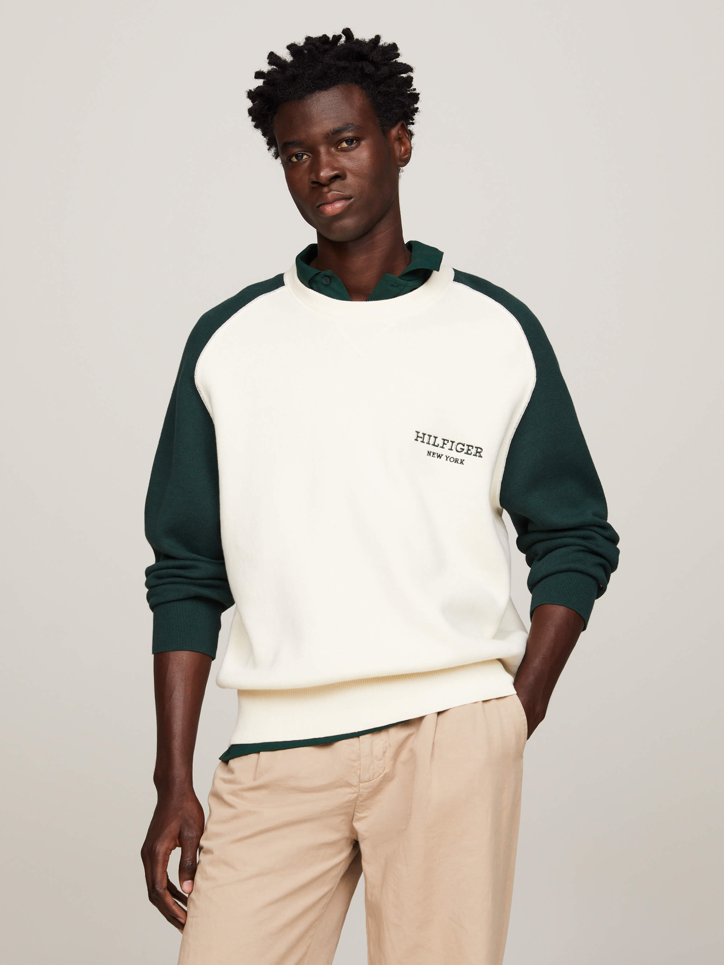 Green tommy hilfiger sweatshirt best sale