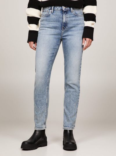 Jeans pitillo ajustados de talle alto tobilleros de mujer Tommy Hilfiger