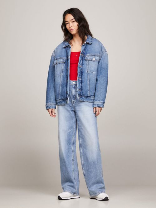 Jeans-Claire-de-talle-alto-con-pierna-ancha-de-mujer
