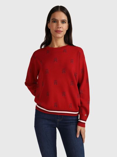 Suéter con monograma de mujer Tommy Hilfiger