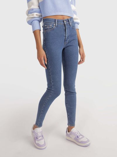 Jeans sylvia high super skinny con acabado deslavado de mujer