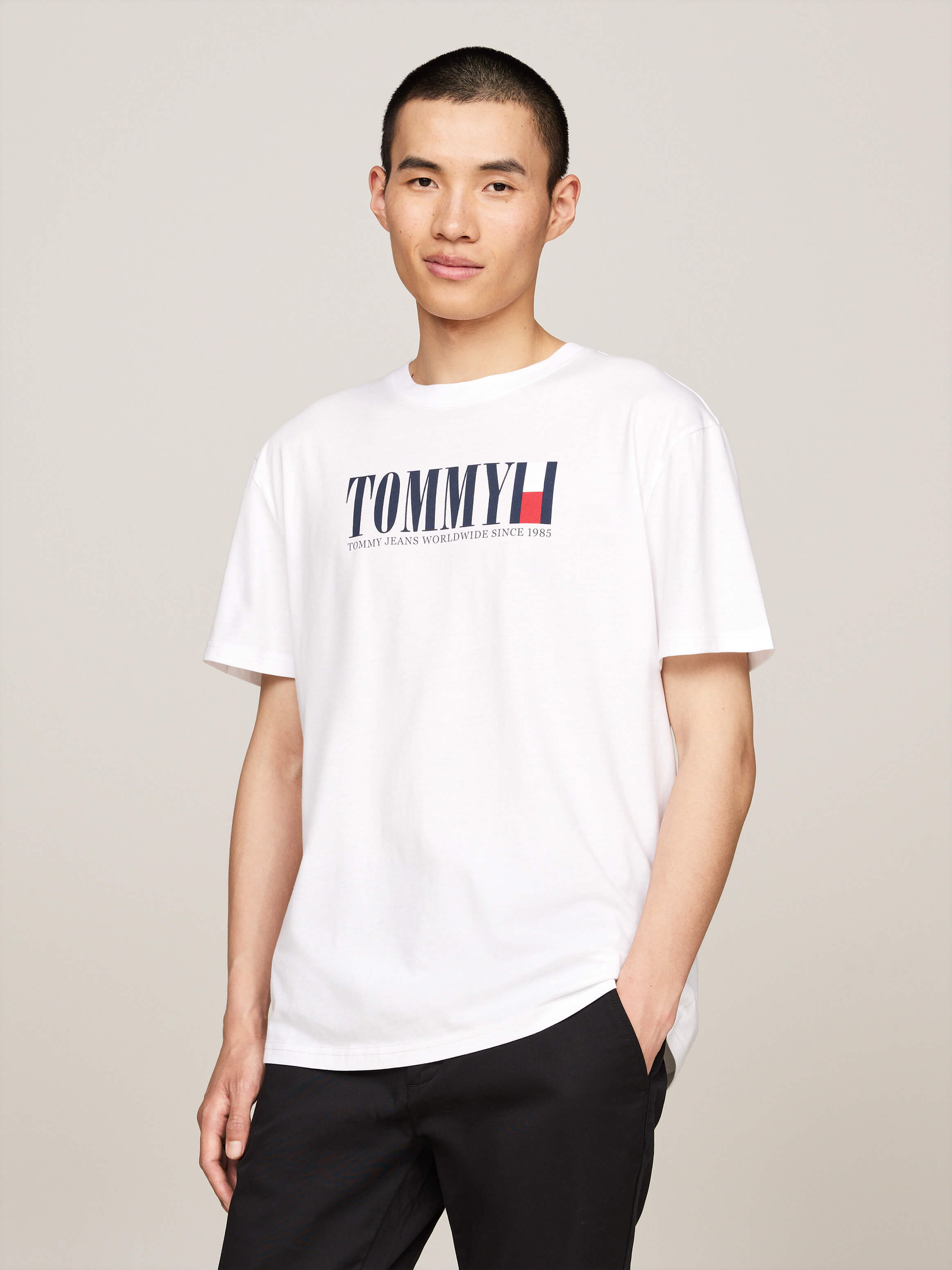 Tommy Jeans Camiseta De Manga Corta Regular Dna Flag Ext Blanco S Hombre