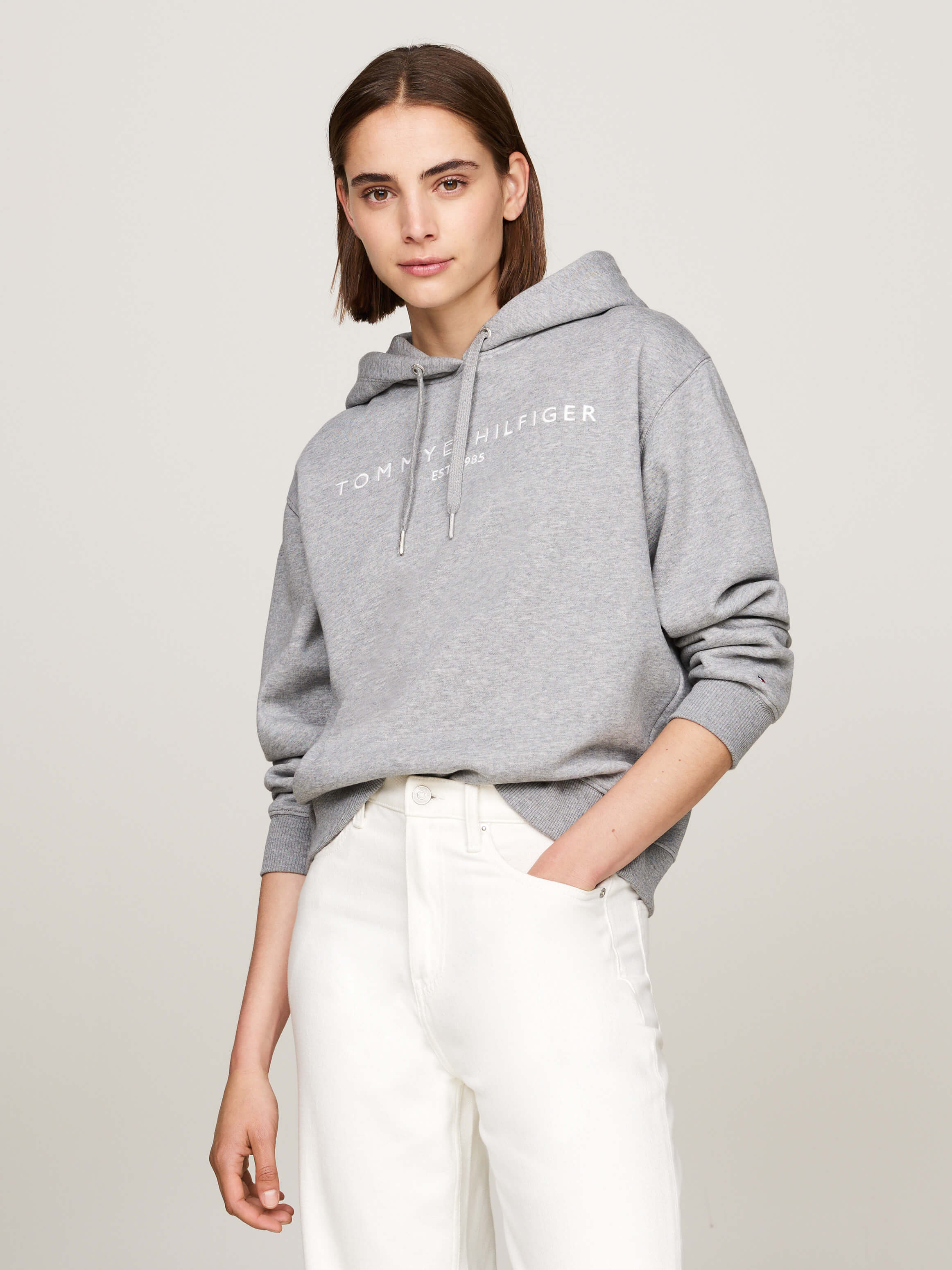 Hooded Sweatshirt Sudadera Tommy Hilfiger Mujer Logo Hoody White