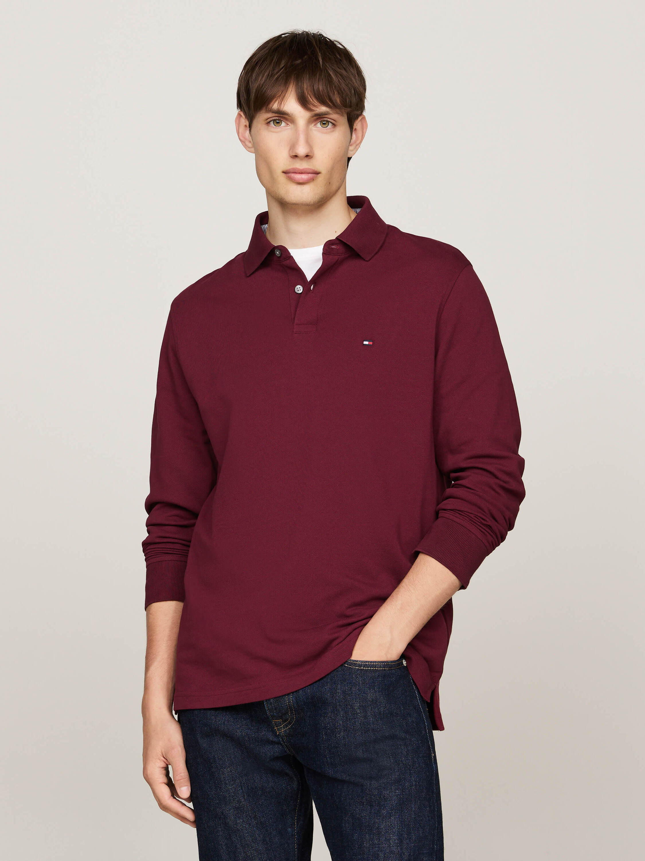 Polo de manga larga con corte regular de hombre Tommy Hilfiger