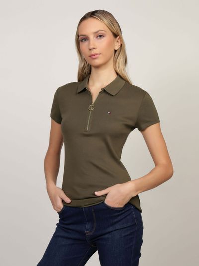 Polo de Corte Slim con Cierre de Aro de Mujer Tommy Hilfiger