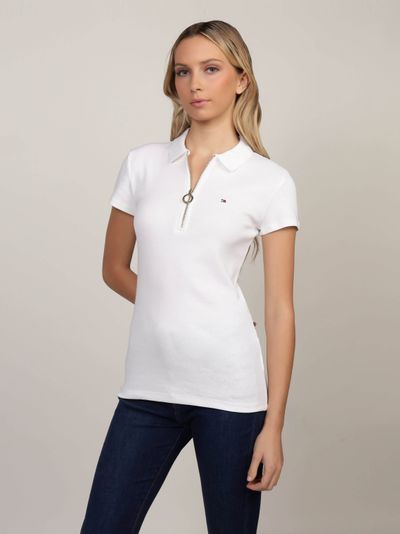 Polo de Corte Slim con Cierre de Aro de Mujer Tommy Hilfiger