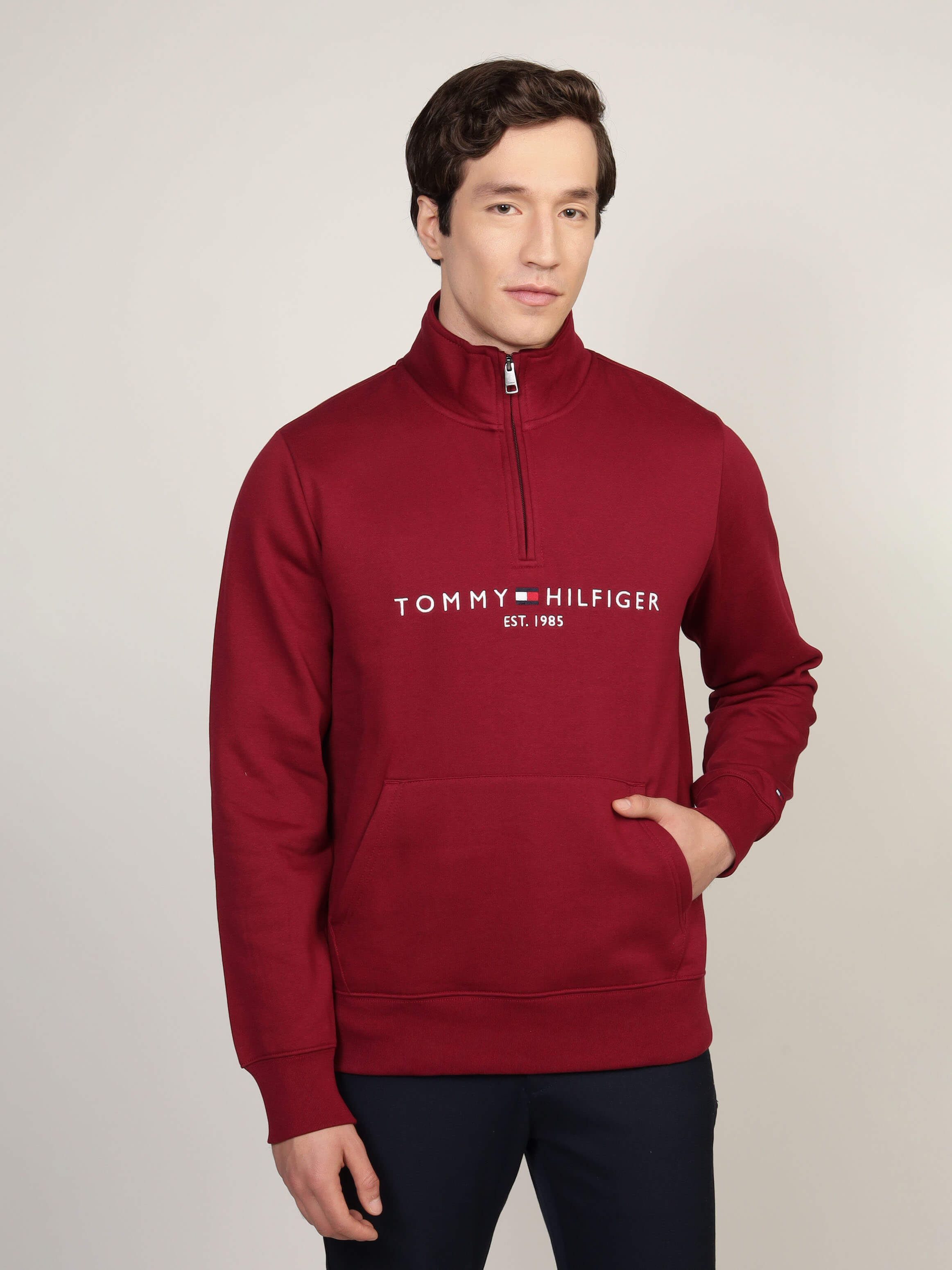 Cuello Alto Sudaderas De Cierre Para Hombre Tommy Hilfiguer