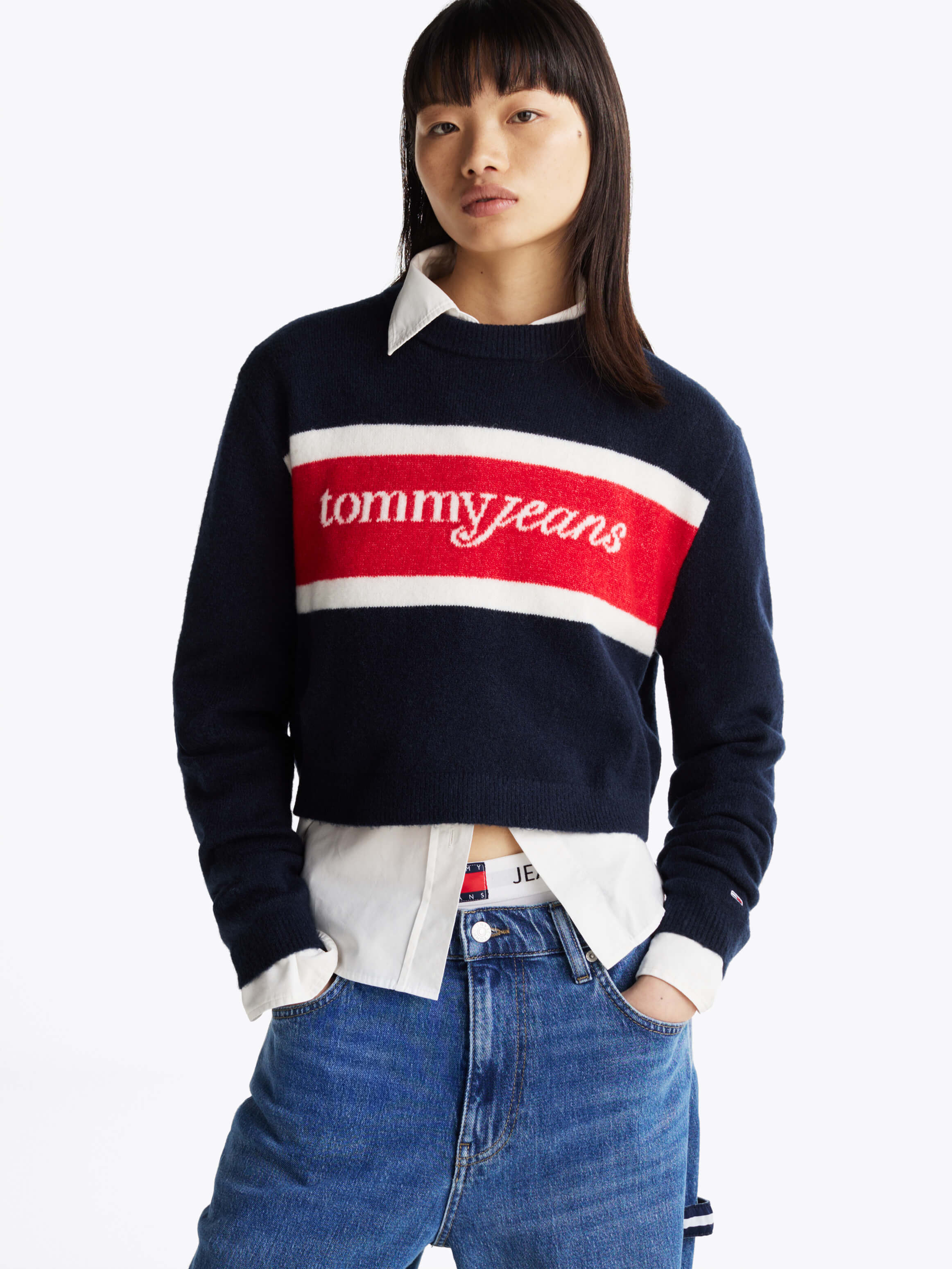 Suéter color block con lana de mujer Tommy Jeans Suéteres Tommy MX