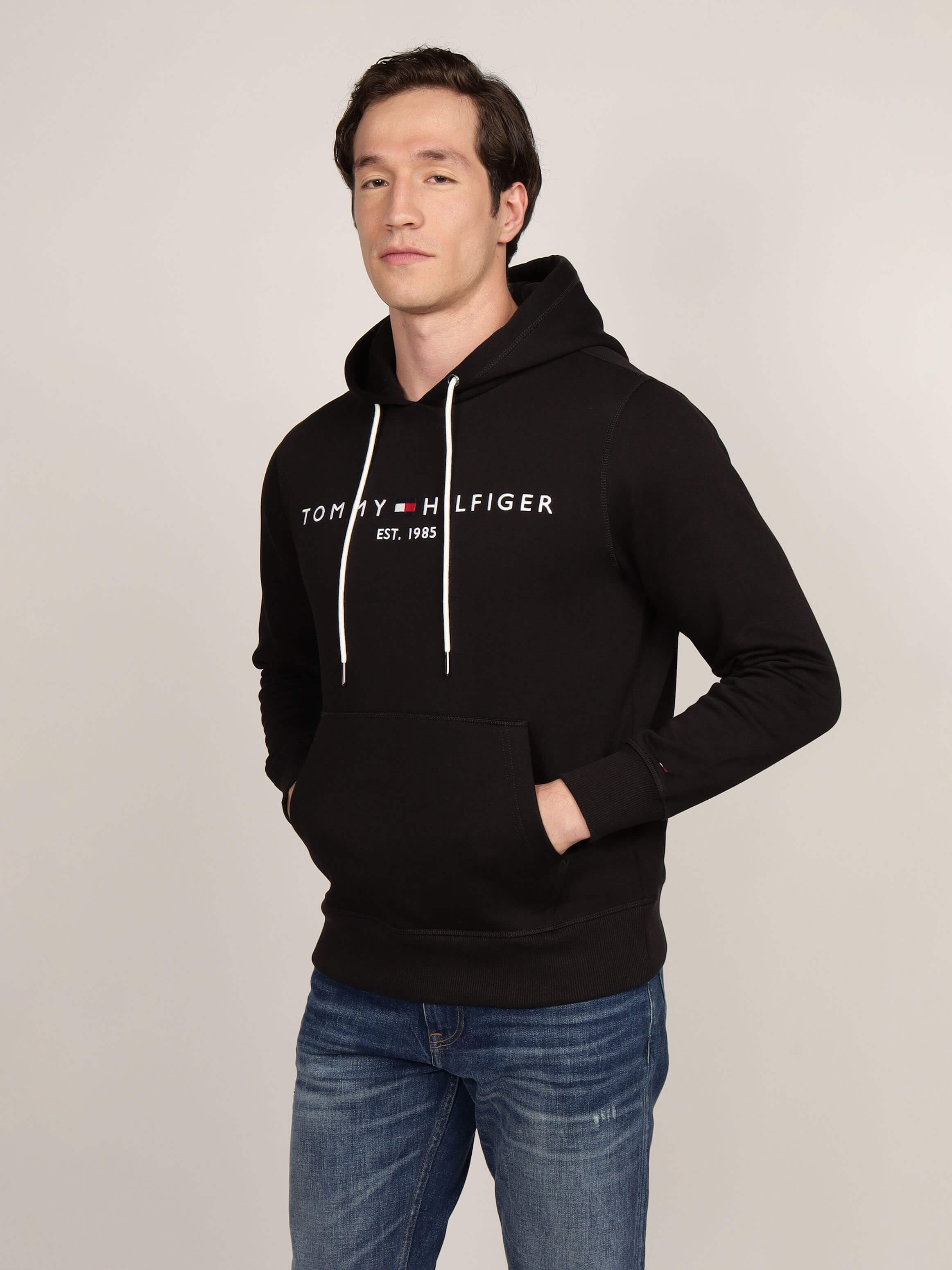 Sin Capucha Sudadera Tommy Negra Hombre Negro Hombre Tommy