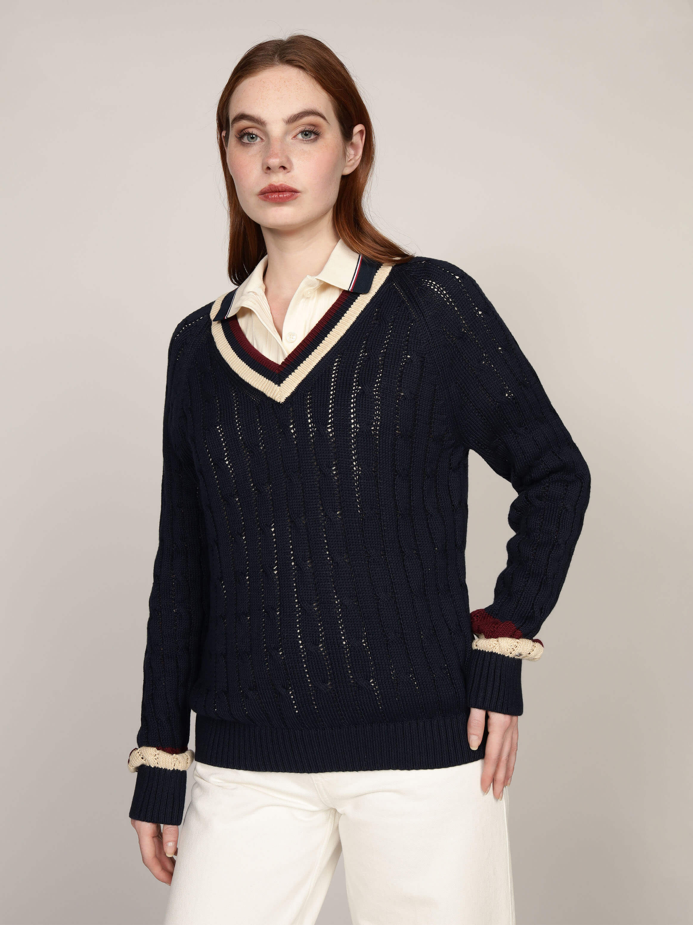 Suéter con Tejido Trenzado de Mujer Tommy Hilfiger Sueteres